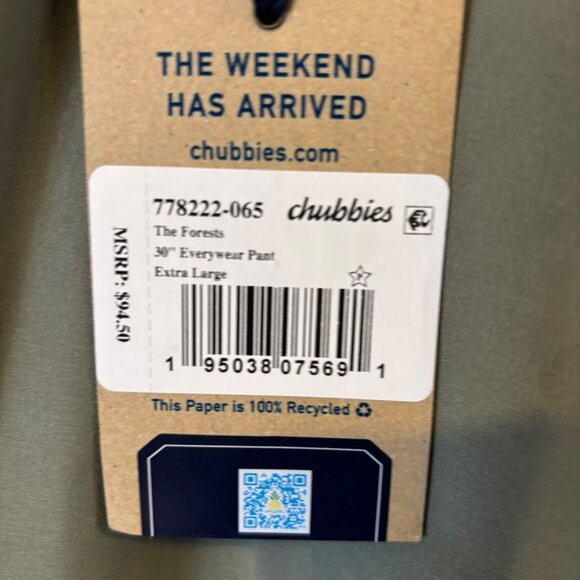 Chubbies Mens The Forests XL Everywear Pant Chino 30" Dual Drawcord - Picture 4 of 10